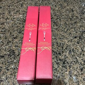 Lenox holiday gatherings carving fork NIB set of 2